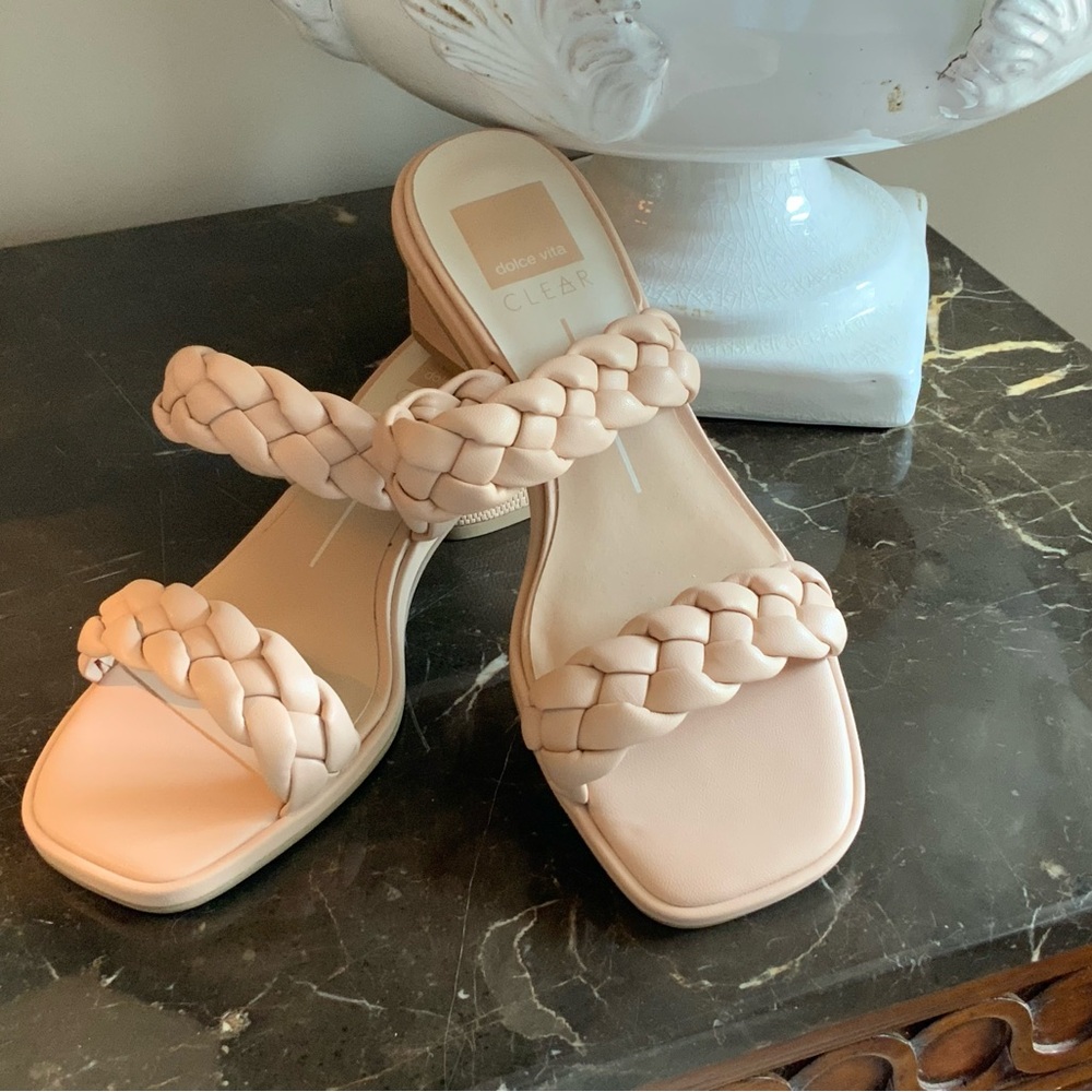 Dolce Vita Woven Strap snake skin embossed heel sandal